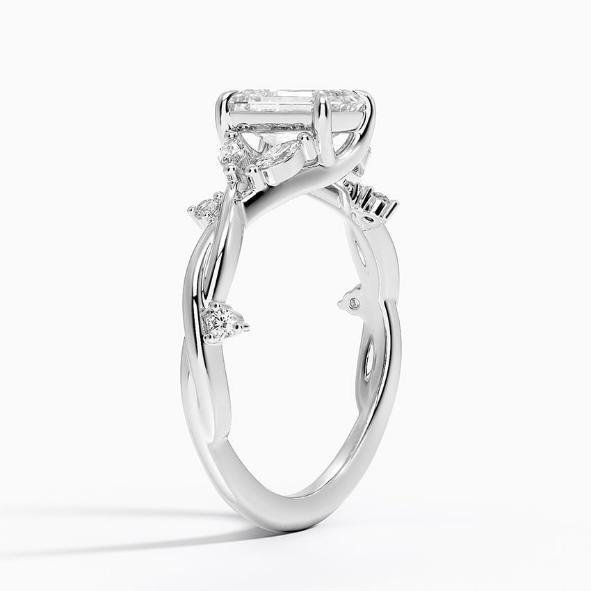 Azalea Twist Diamond Ring Platinum Emerald Engagement Ring