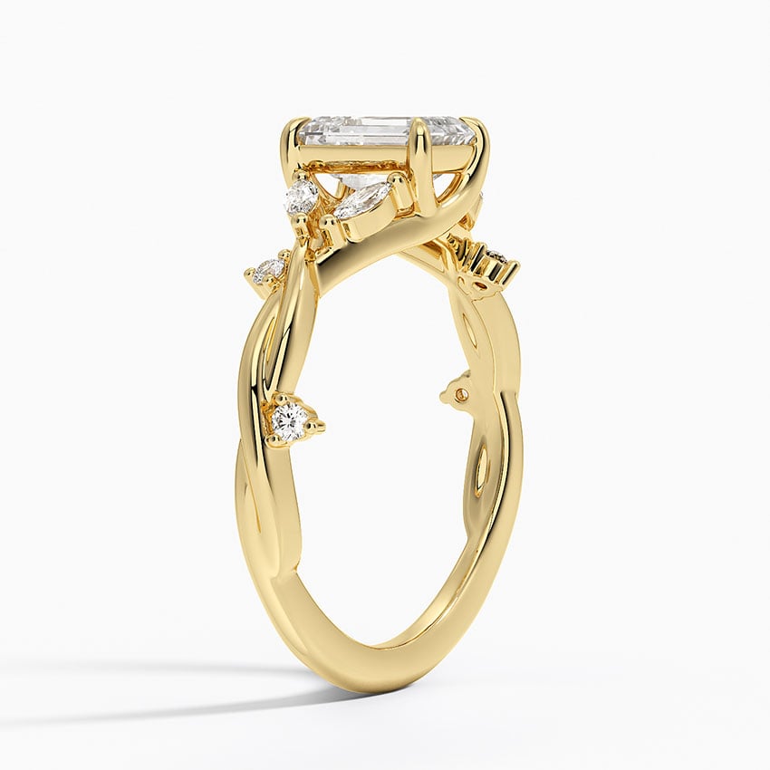Azalea Twist Diamond Ring Yellow Gold 18k Emerald Engagement Ring