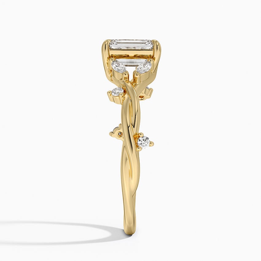 Azalea Twist Diamond Ring Yellow Gold 18k Emerald Engagement Ring
