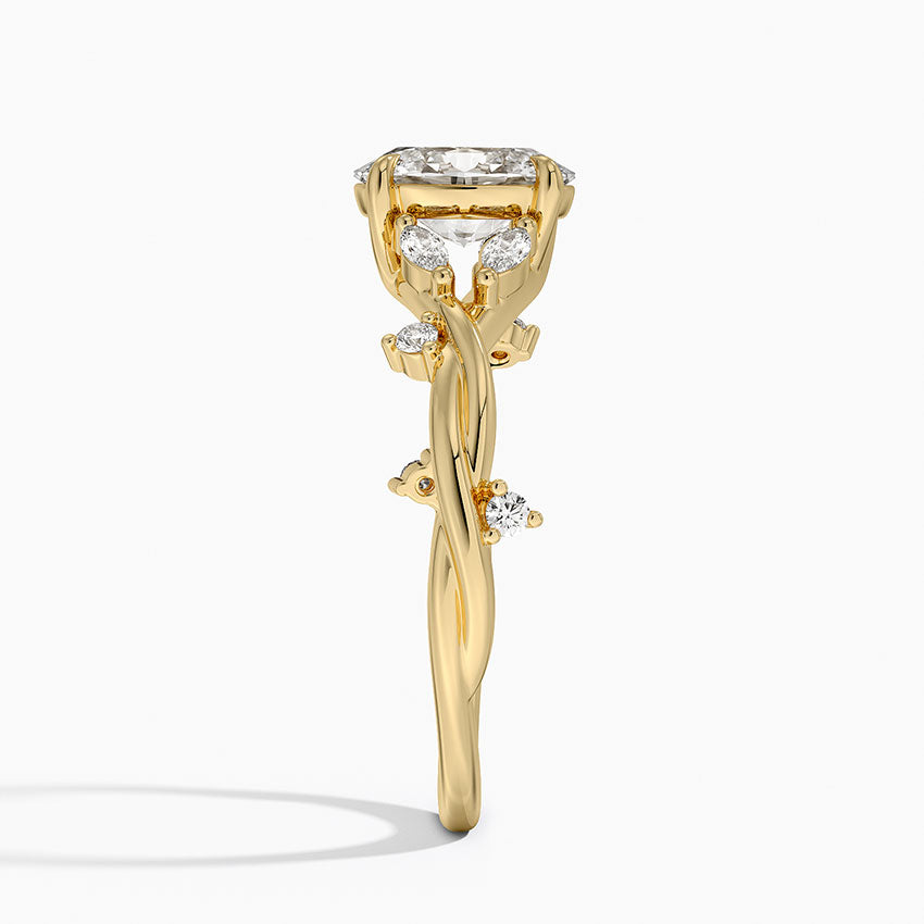 Azalea Twist Diamond Ring Yellow Gold 18k Oval Engagement Ring