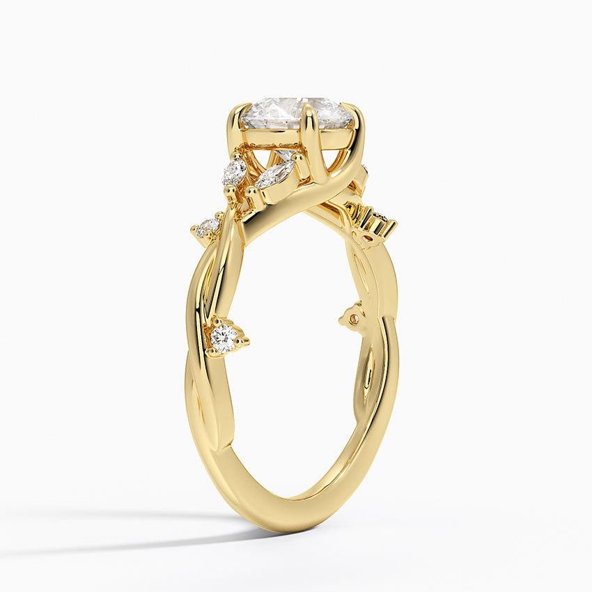 Azalea Twist Diamond Ring Yellow Gold 18k Round Engagement Ring