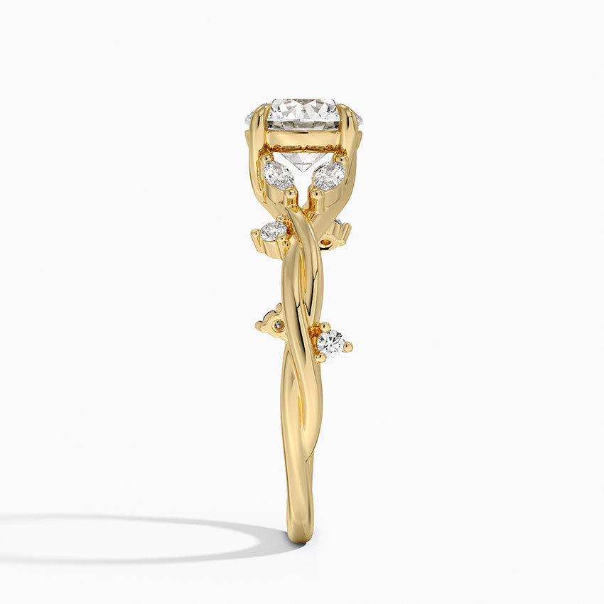 Azalea Twist Diamond Ring Yellow Gold 18k Round Engagement Ring