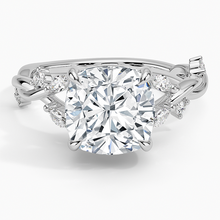 Azalea Twist Diamond Ring Platinum Cushion Engagement Ring