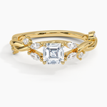 Azalea Twist Diamond Ring Yellow Gold 18k Asscher Engagement Ring