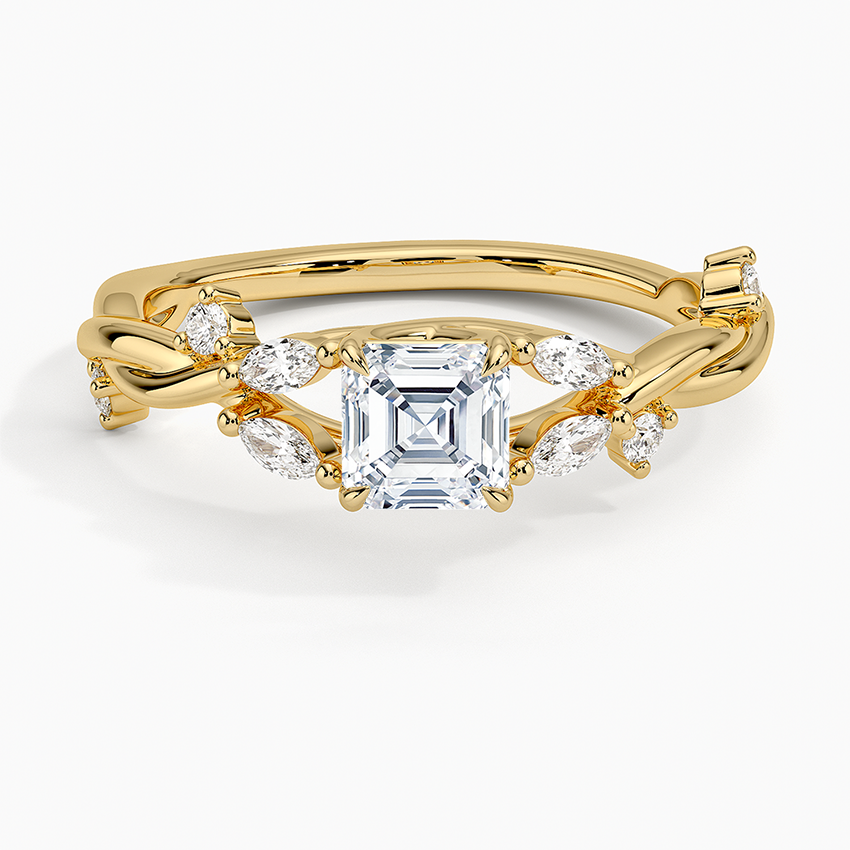 Azalea Twist Diamond Ring Yellow Gold 18k Asscher Engagement Ring