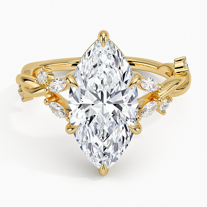 Azalea Twist Diamond Ring Yellow Gold 18k Marquise Engagement Ring