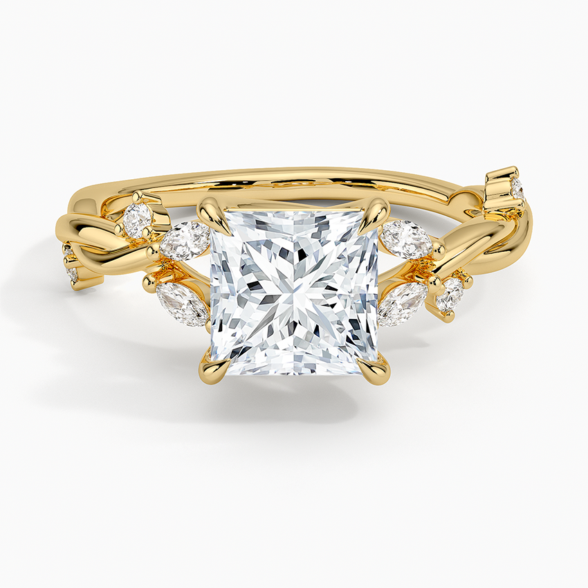 Azalea Twist Diamond Ring Yellow Gold 18k Princess Engagement Ring