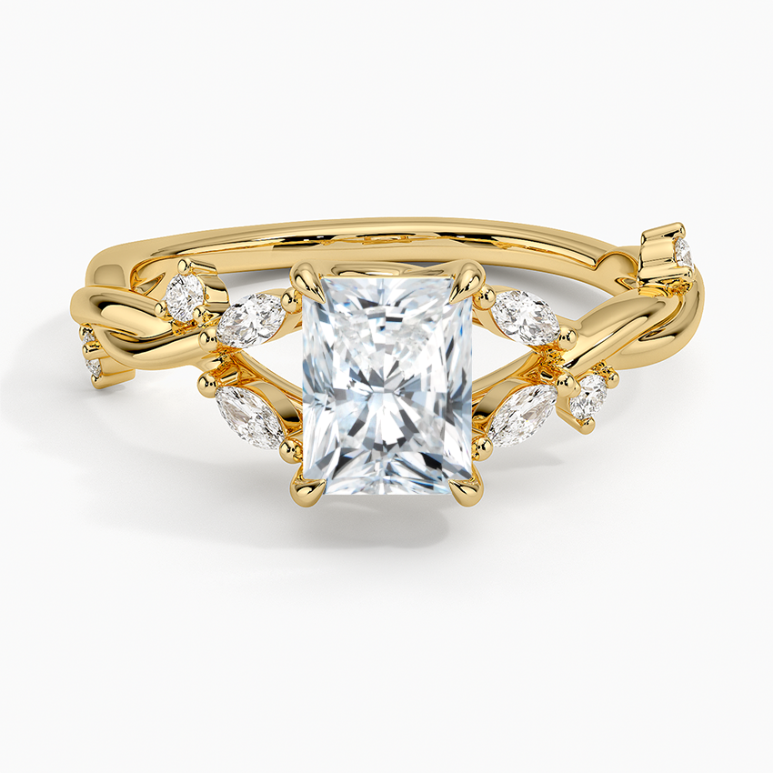Azalea Twist Diamond Ring Yellow Gold 18k Radiant Engagement Ring