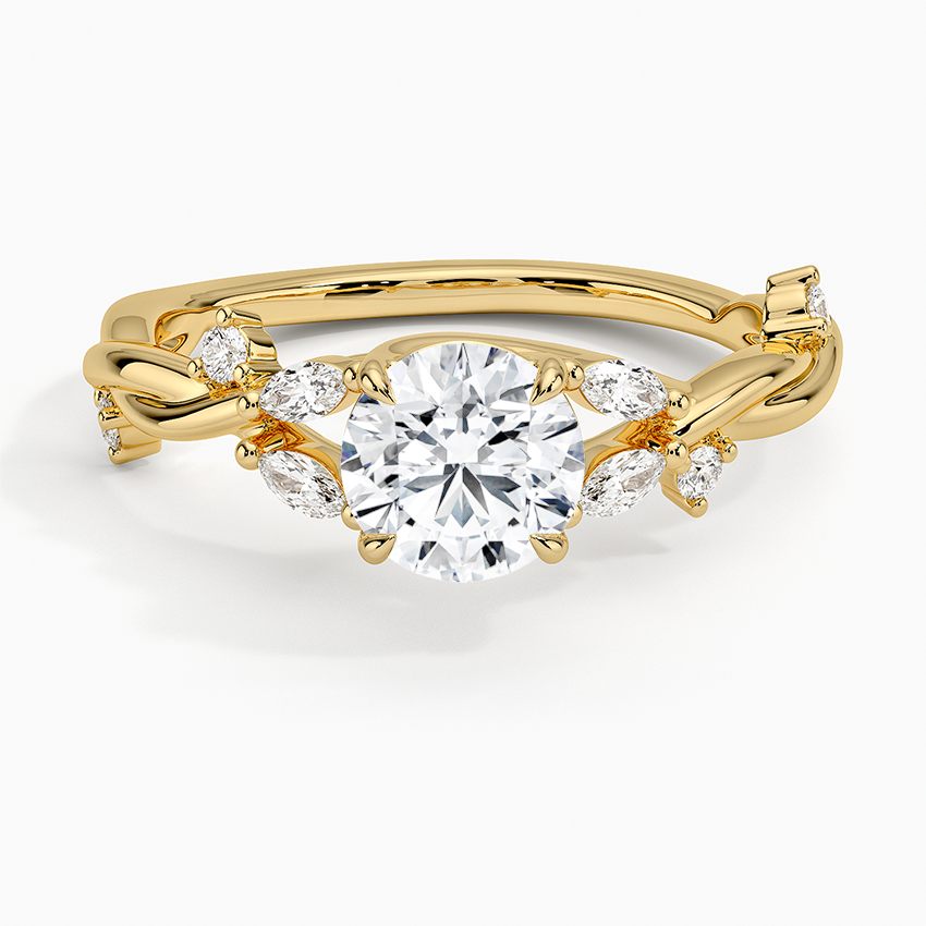 Azalea Twist Diamond Ring Yellow Gold 18k Round Engagement Ring