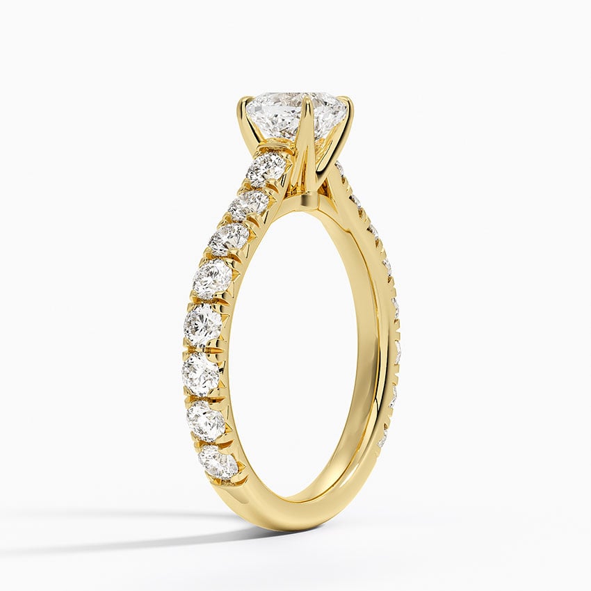 Anthology Three-Quarter Coverage Diamond Ring Yellow Gold 18k Cushion Engagement Ring