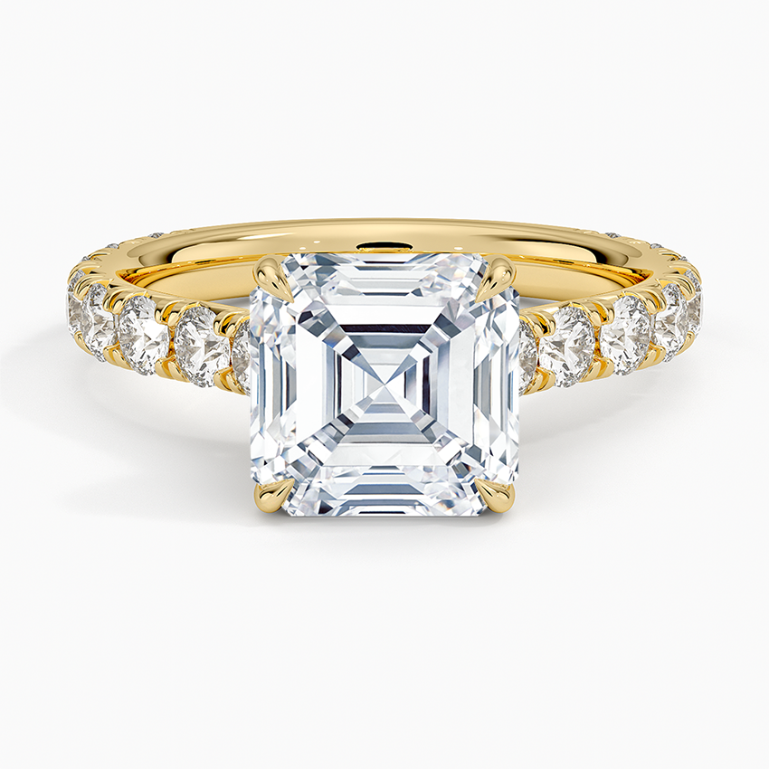 Anthology Three-Quarter Coverage Diamond Ring Yellow Gold 18k Asscher Engagement Ring