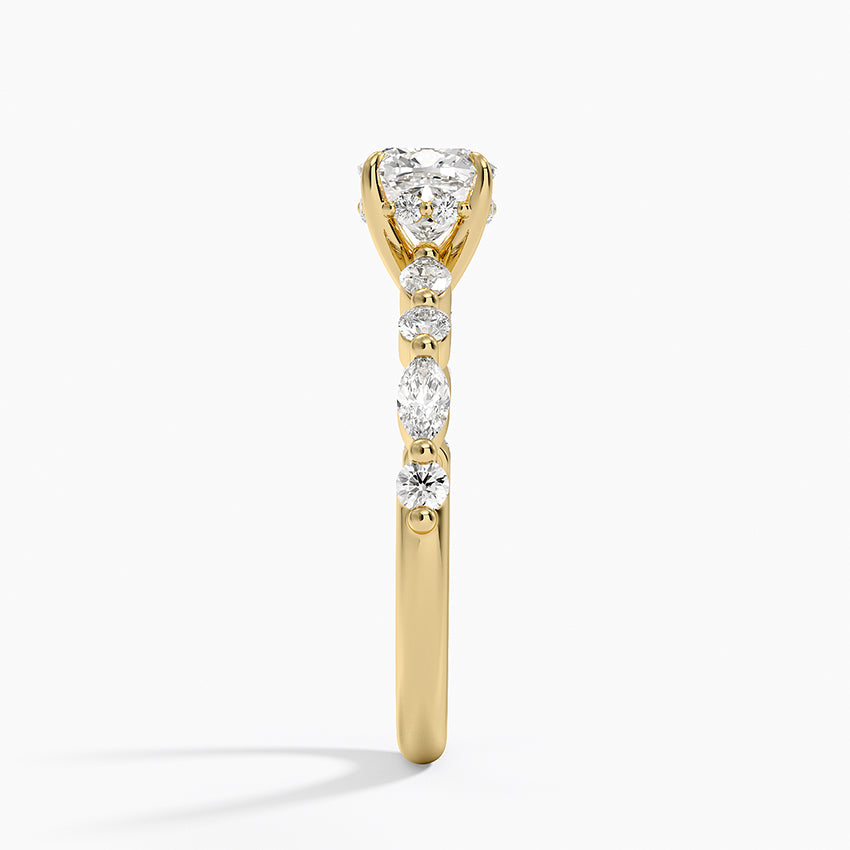 Versailles Hidden Halo Diamond Ring Yellow Gold 18k Cushion Engagement Ring
