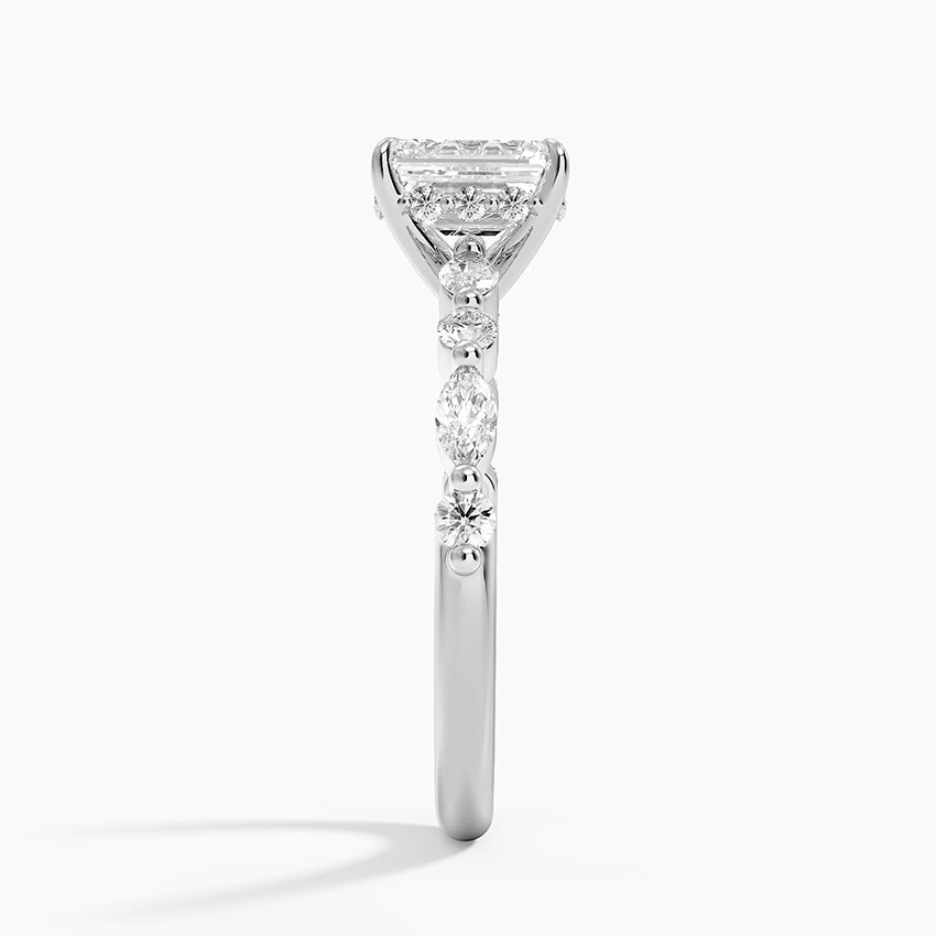 Versailles Hidden Halo Diamond Ring Platinum Emerald Engagement Ring