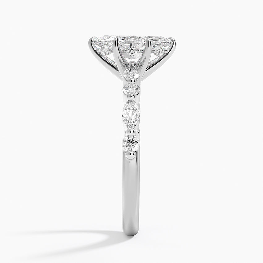 Versailles Hidden Halo Diamond Ring Platinum Marquise Engagement Ring