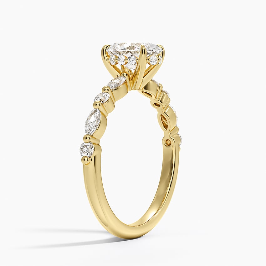 Versailles Hidden Halo Diamond Ring Yellow Gold 18k Oval Engagement Ring