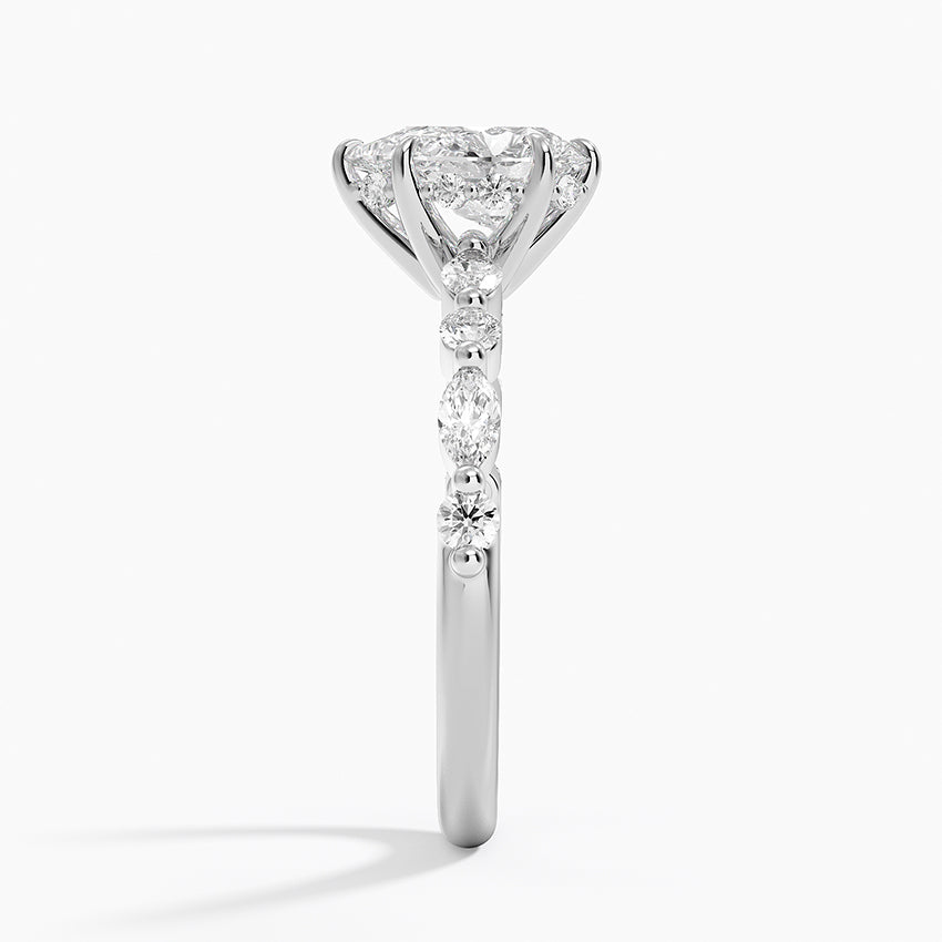 Versailles Hidden Halo Diamond Ring Platinum Pear Engagement Ring