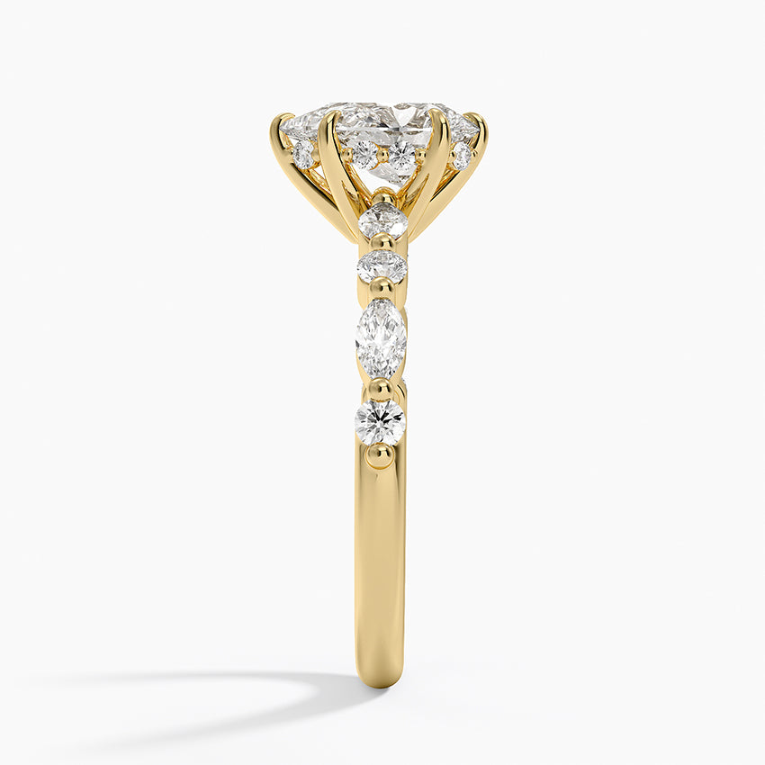 Versailles Hidden Halo Diamond Ring Yellow Gold 18k Pear Engagement Ring