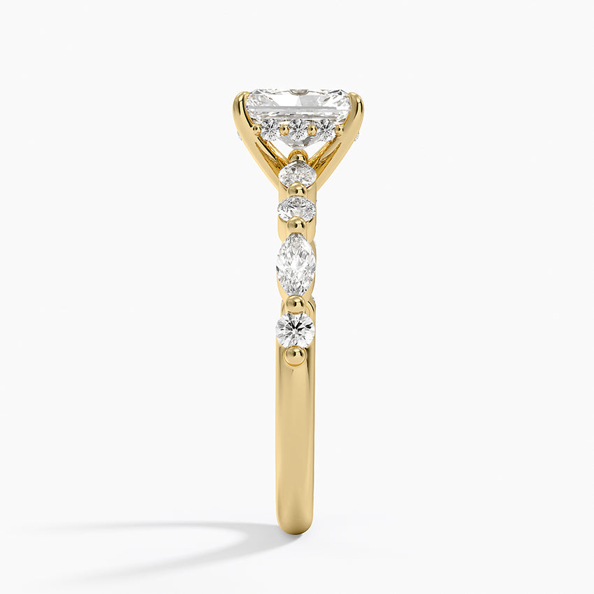 Versailles Hidden Halo Diamond Ring Yellow Gold 18k Radiant Engagement Ring