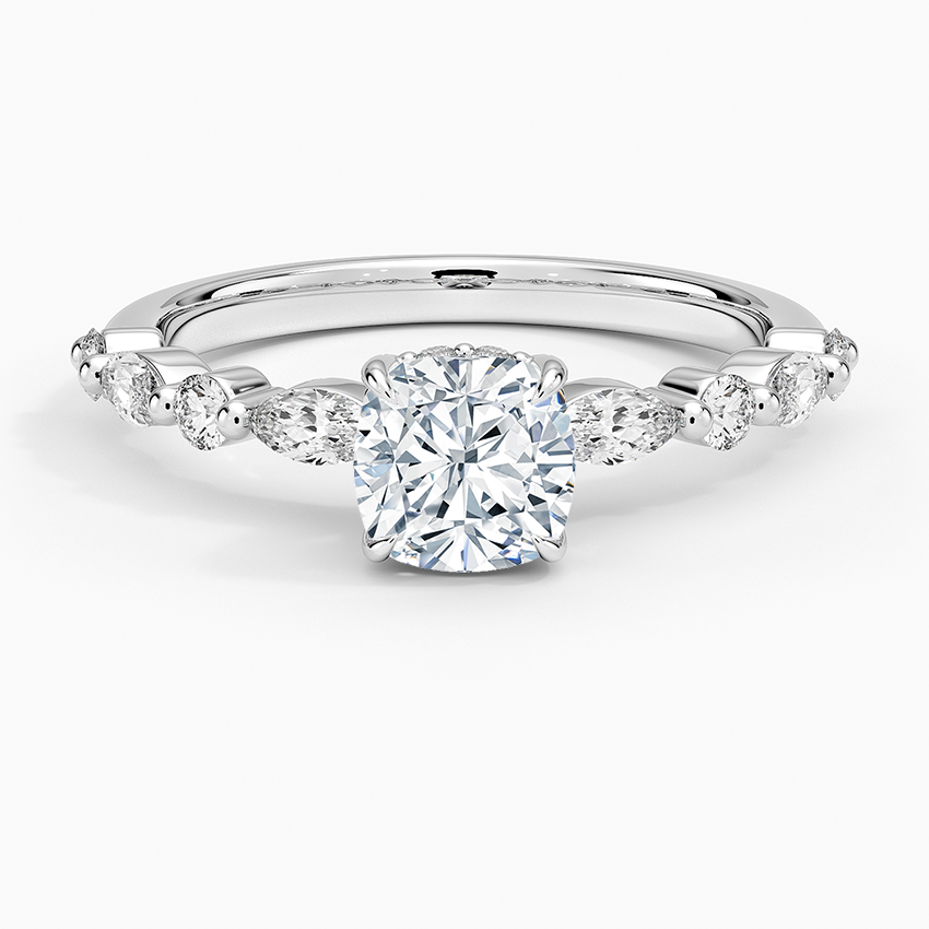 Versailles Hidden Halo Diamond Ring Platinum Cushion Engagement Ring