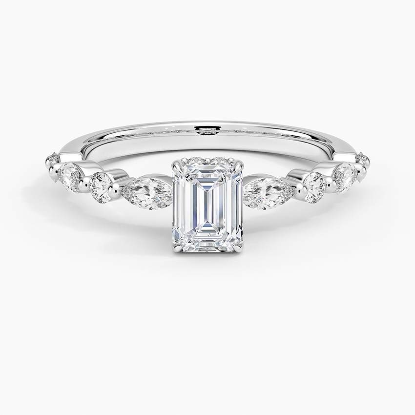 Versailles Hidden Halo Diamond Ring Platinum Emerald Engagement Ring