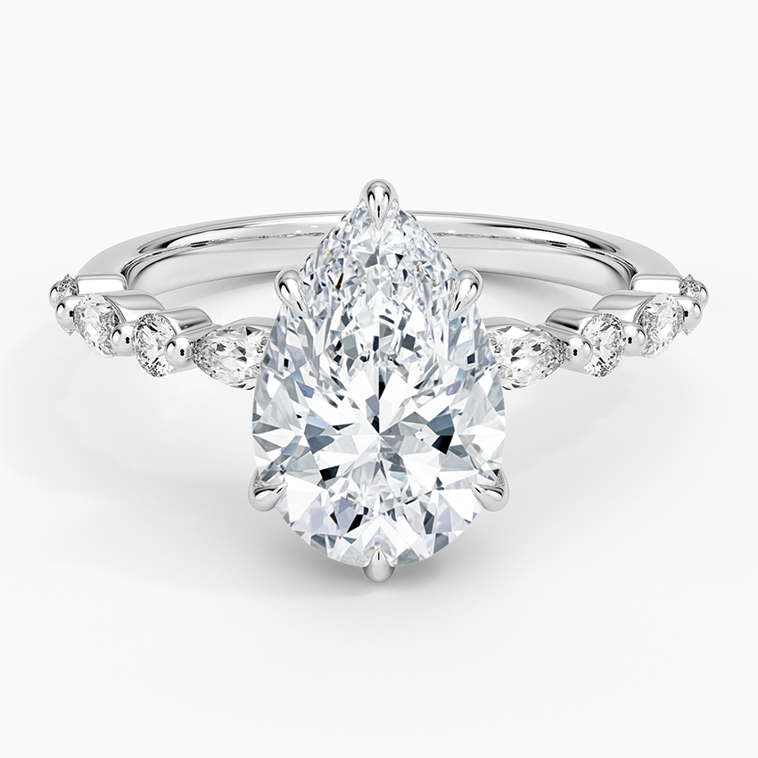 Versailles Hidden Halo Diamond Ring Platinum Pear Engagement Ring