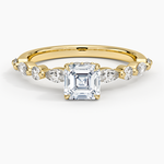 Versailles Hidden Halo Diamond Ring Yellow Gold 18k Asscher Engagement Ring