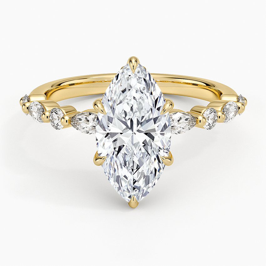 Versailles Hidden Halo Diamond Ring Yellow Gold 18k Marquise Engagement Ring