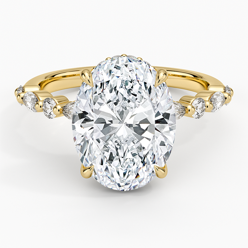 Versailles Hidden Halo Diamond Ring Yellow Gold 18k Oval Engagement Ring