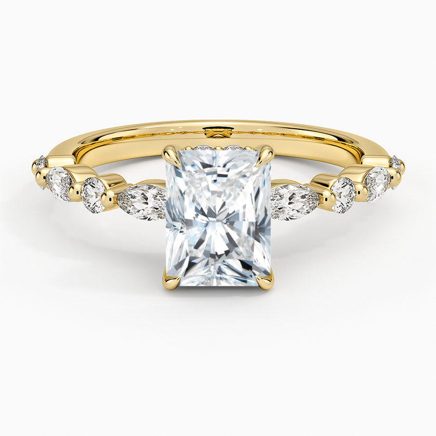 Versailles Hidden Halo Diamond Ring Yellow Gold 18k Radiant Engagement Ring