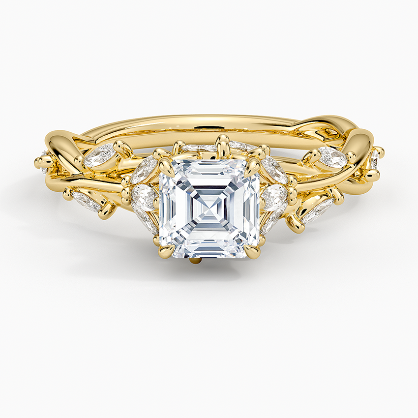 Secret Garden Diamond Ring (1/2 ct. tw.) Yellow Gold 18k Asscher Engagement Ring