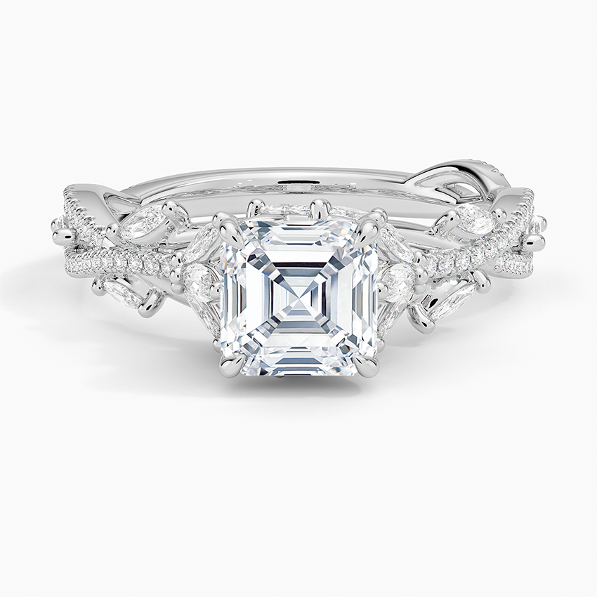 Luxe Secret Garden Diamond Ring (3/4 ct. tw.) Platinum Asscher Engagement Ring