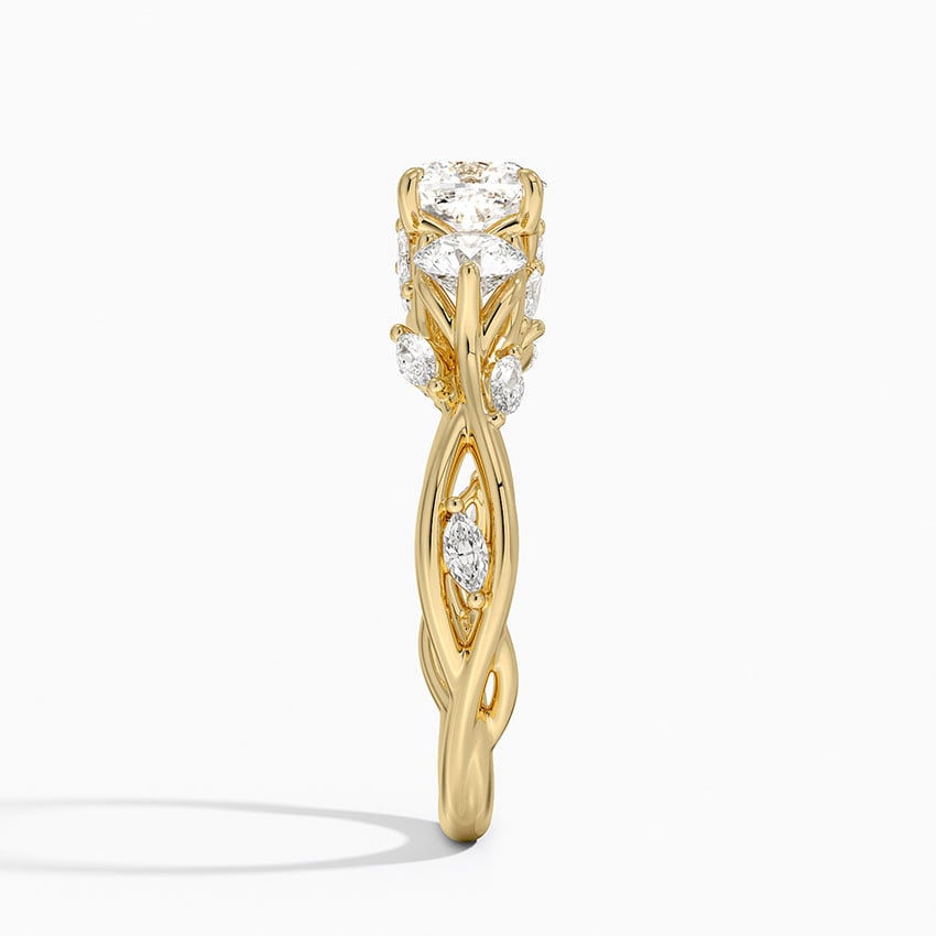 Secret Garden Three Stone Diamond Ring (3/4 ct. tw.) Yellow Gold 18k Cushion Engagement Ring