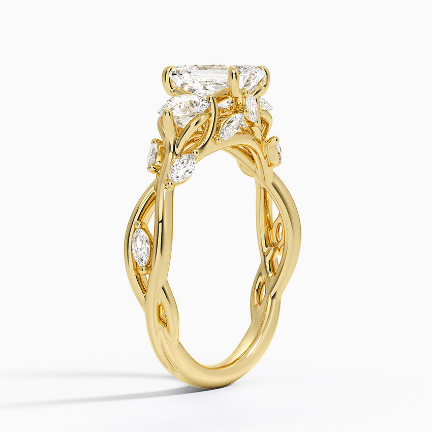Secret Garden Three Stone Diamond Ring (3/4 ct. tw.) Yellow Gold 18k Emerald Engagement Ring