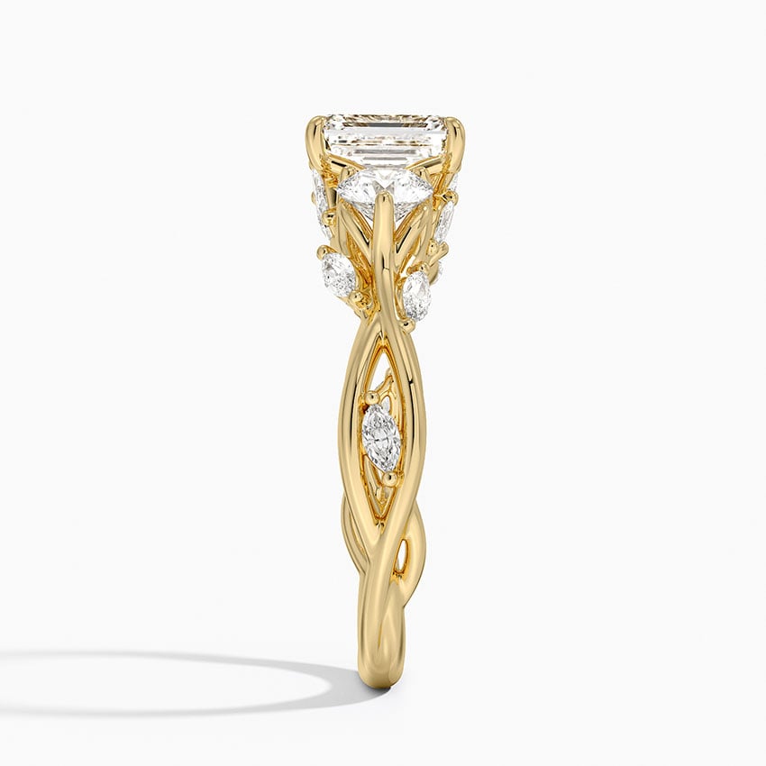 Secret Garden Three Stone Diamond Ring (3/4 ct. tw.) Yellow Gold 18k Emerald Engagement Ring