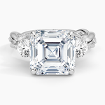 Secret Garden Three Stone Diamond Ring (3/4 ct. tw.) Platinum Asscher Engagement Ring