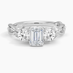Secret Garden Three Stone Diamond Ring (3/4 ct. tw.) Platinum Emerald Engagement Ring