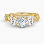 Secret Garden Three Stone Diamond Ring (3/4 ct. tw.) Yellow Gold 18k Cushion Engagement Ring