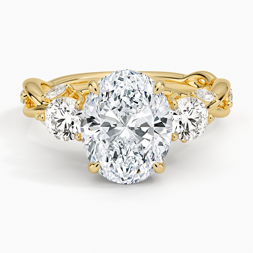 Secret Garden Three Stone Diamond Ring (3/4 ct. tw.) Yellow Gold 18k Oval Engagement Ring