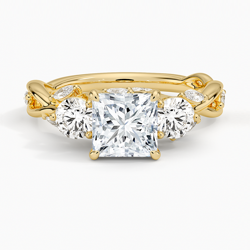 Secret Garden Three Stone Diamond Ring (3/4 ct. tw.) Yellow Gold 18k Princess Engagement Ring
