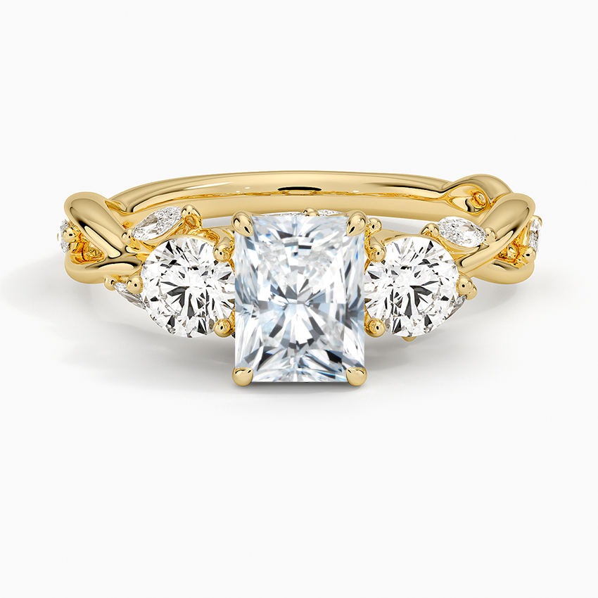 Secret Garden Three Stone Diamond Ring (3/4 ct. tw.) Yellow Gold 18k Radiant Engagement Ring