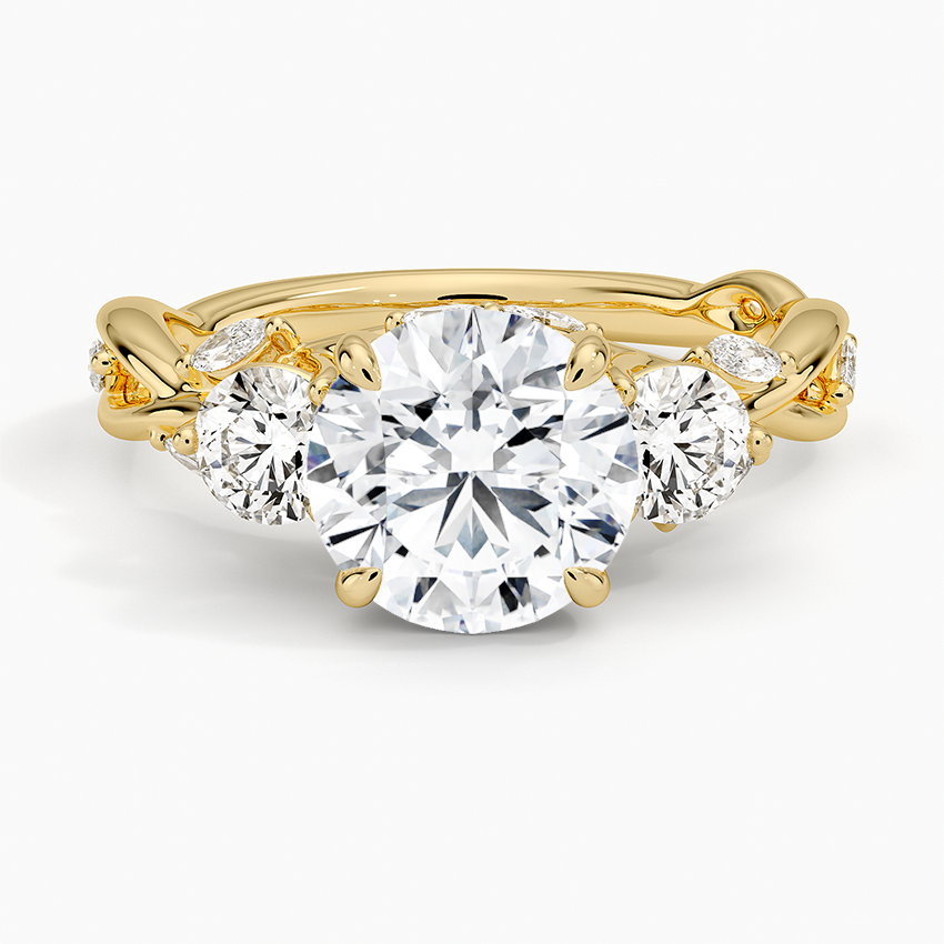 Secret Garden Three Stone Diamond Ring (3/4 ct. tw.) Yellow Gold 18k Round Engagement Ring