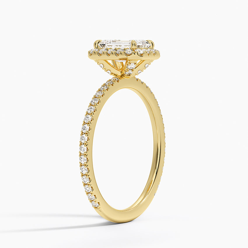 Waverly Halo Diamond Ring (1/2 ct. tw.) Yellow Gold 18k Emerald Engagement Ring