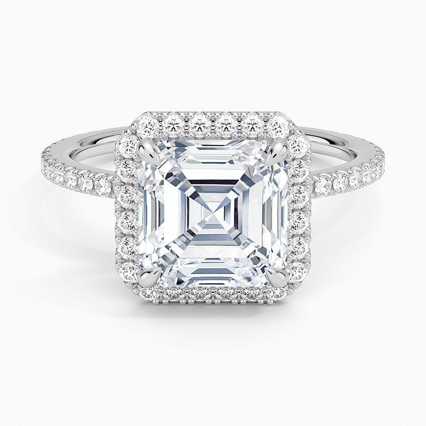 Waverly Halo Diamond Ring (1/2 ct. tw.) Platinum Asscher Engagement Ring