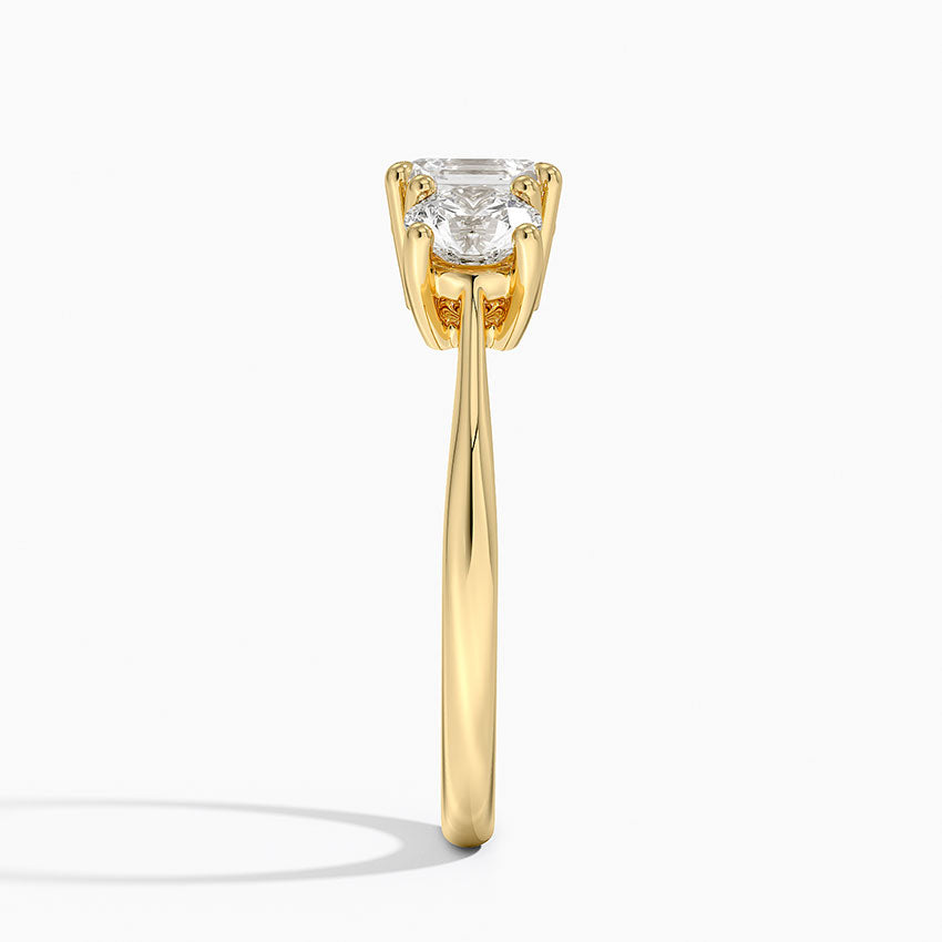 Luxe Selene Three Stone Diamond Ring (2/3 ct. tw.) Yellow Gold 18k Asscher Engagement Ring