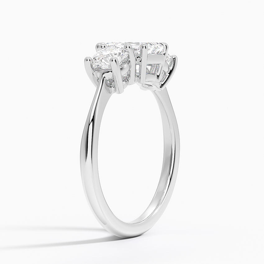 Luxe Selene Three Stone Diamond Ring (2/3 ct. tw.) Platinum Emerald Engagement Ring