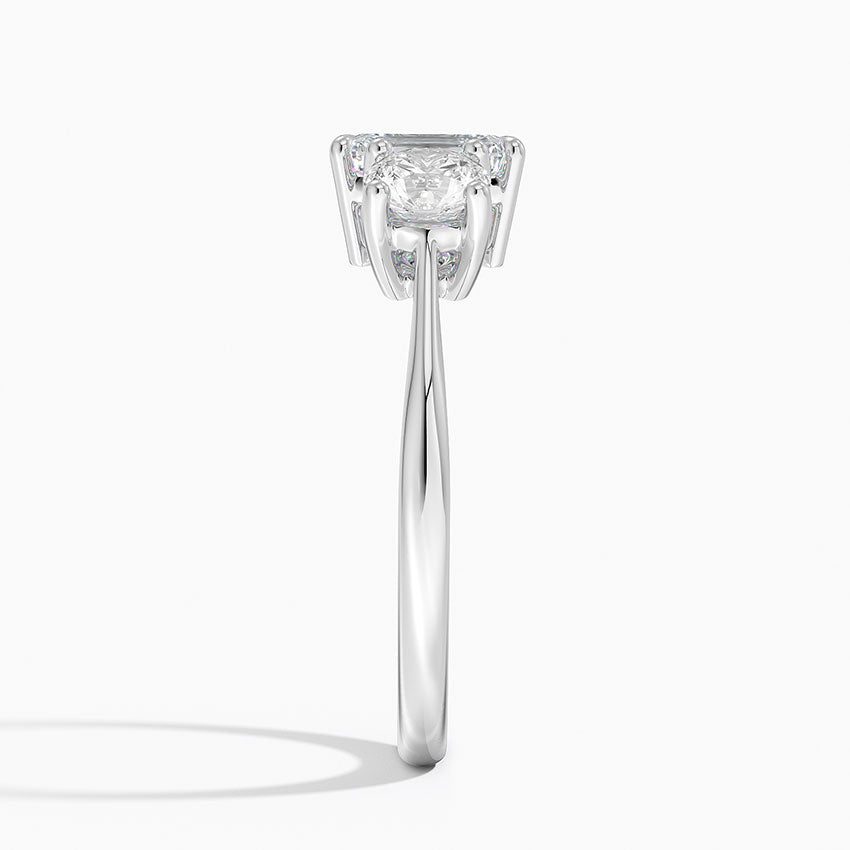Luxe Selene Three Stone Diamond Ring (2/3 ct. tw.) Platinum Emerald Engagement Ring