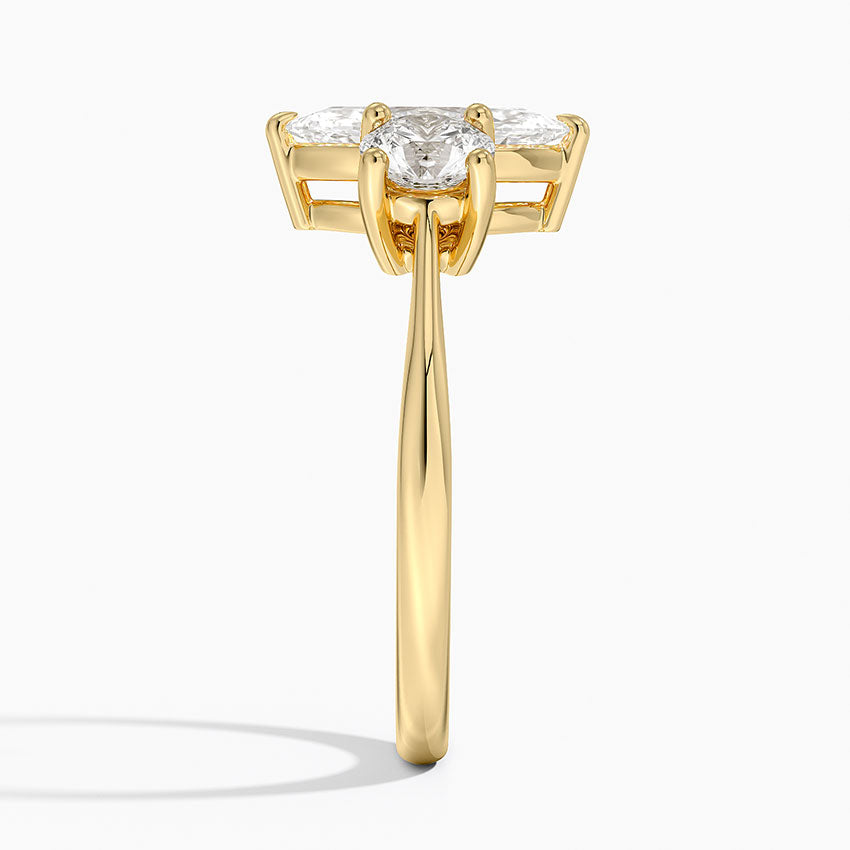 Luxe Selene Three Stone Diamond Ring (2/3 ct. tw.) Yellow Gold 18k Marquise Engagement Ring