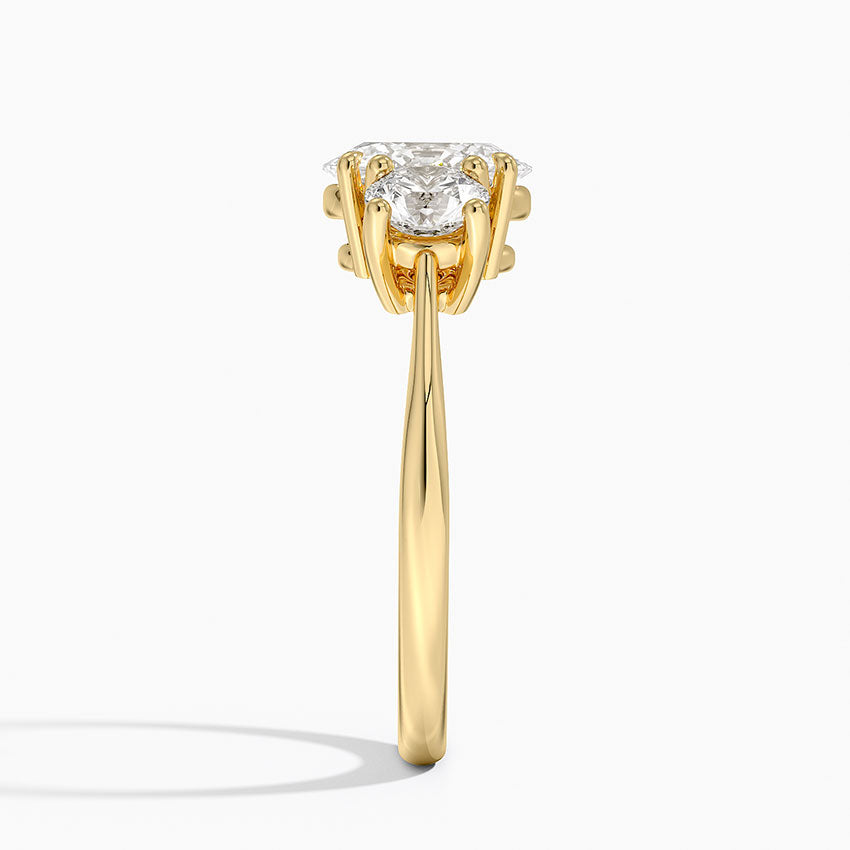 Luxe Selene Three Stone Diamond Ring (2/3 ct. tw.) Yellow Gold 18k Oval Engagement Ring