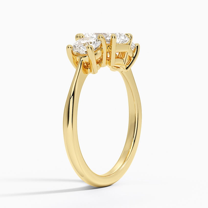 Luxe Selene Three Stone Diamond Ring (2/3 ct. tw.) Yellow Gold 18k Radiant Engagement Ring
