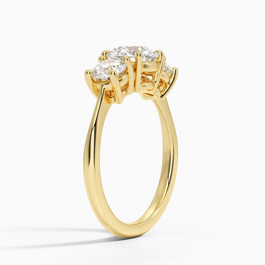 Luxe Selene Three Stone Diamond Ring (2/3 ct. tw.) Yellow Gold 18k Round Engagement Ring